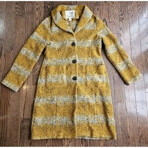 Anthropologie Tabitha Harvest Sweater Coat Mustard Yellow Wool Sz XL